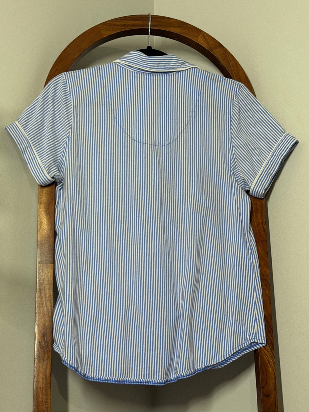 Lauren Ralph Lauren MEDIUM Blue White Stripe 100% Cotton Stretch Knit Pajama Set - Picture 3 of 10